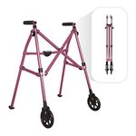 Able Life Space Saver Walker, Lightweight Folding Mobility Rolling Walker for Seniors and Adults, 6-inch Wheels and Ski Glides, Regal Rose