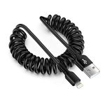 Coiled Lightning Cable Apple Carplay Cable for Car, Retractable Apple Charging Cable [0.46M stretch to 1.83M], Short iPhone Charger Cord for iPhone14 Pro Max/14 Pro/14/13/12/11/X/Xs/XR/8/7/i Pad