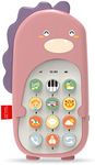 HaiLeTao Baby Cell Phone Toy with Early Education & Music, Learning Educational dinosaur fake phone fun for kids, Sensory Toys for Toddlers Kids Boys and Girls Gifts (Pink dinosaur phone)