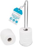INTERNET'S BEST Stainless Steel Toilet Paper Holder Reserve - Modern Vertical Stand Tissue Dispenser - Brushed Stainless Steel Roll Holder for Bathrooms - Stylish Restroom Accessories - Silver