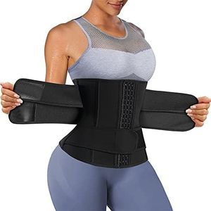 Eleady Wowen Sauna Waist Trainer Trimmer Belt for Weight Loss Corset Slimming Body Shaper Cincher Workout Sweat Sport Girdles (Black, Large)