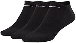 Nike Men's Everyday Cushion No-Show Training Socks (3 Pair), Black/white, S