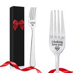 Shining She Engraved Fork, I Forking Love You, Stainless Steel Engraved Fork with Luxury Black Box, Perfect Gifts for Christmas Valentine's Day