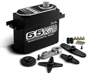KEAcvise 55KG Coreless Digital Servo,High Voltage 8.4V Full Metal Gear Waterproof Steering Servo with 25T Servo Horn for 1/6 1/8 1/10 RC Crawler Car,Robot,Boat,Truck Robot Parts (55KG(8.4V)-180°)