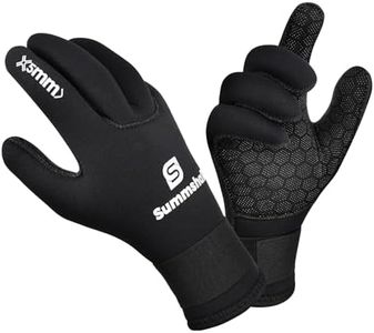 Summshall Neoprene Gloves, Water Resistance 5mm Wetsuit Gloves for Women Men Thermal Anti-Slip Swimming Gloves for Boating Surfing Spearfishing Snorkeling, Black L