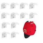 12 Pack Adhesive Hat Hooks for Wall Mount Organizer Rack, Sturdy Hat Rack for Baseball Caps, No Drilling Cap Holder, Decorate Hat Shelf, Strong Sticky Hat Hanger (White)