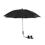 Uezeth Pram Parasol Umbrella, 360° UV Protection Baby Stroller Umbrella, Universal Pushchair Sun Parasol Baby Stroller Umbrella with Adjustable Clamp and Flexible Arm for Pushchair Pram Buggy (Black)