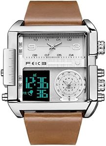 FEICE Montre à Quartz pour Homme Multi-Fonction Chronographe 24H Calendrier Carré Digital- FK030