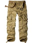 Toomett Men's Outdoor Casual Military Tactical Wild Combat Cargo Work Camo Pants with 8 Pockets,6058CA,Khaki,36