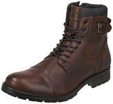 Jack & Jones Men's Jfwalbany Leather Brown Stone STS Biker Boots, Brown (Brown Stone Brown Stone), 9 UK (43 EU)