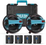 SEESII Electric Suction Cups for Glass, 600 LBS Max Load, 8" Heavy Duty Tile Suction Cups Lifter with 4X 2400mAh Batteries, Auto Start Pump, Display, for Lifting Large Glass, Tile, Granite, Metal