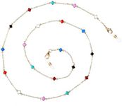 DIVINA VITAE Eye Glasses Chain Fashion Colorful Eyeglass Chain Gold Glasses Necklace Sunglass Strap Eyeglass Holder Beaded Reading Glasses Spectacle Chain Bohemian Glass Strap for Men Women