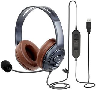 Noise Cancelling USB Headphones with Microphone in-line Controls for Dragon Dictation, Over Ear PC Headphones for Telework Office Work Skype Zoom Teams Webinar Webex Meeting Calls