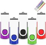 EASTBULL 32GB USB Stick 5 Pack, Memory Sticks USB 2.0 Metal Flash Drive Swivel Design Fold Storage with 5 Color Lanyards