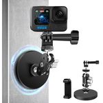 REYGEAK Magnetic Mount for GoPro Hero / Insta360 / DJI Action with Super Strong Rotating Ball Head with Coating - Attaches to Steel or Other Magnetic Surfaces (Single Magnet Base)