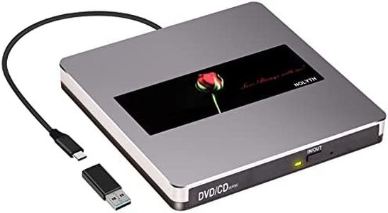 NOLYTH External CD Drive, USB DVD Drive for Mac, Portable DVD Player for Laptop CD Burner Reader Writer Optical Disc Drive for PC Windows MacBook