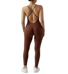 RXRXCOCO Sleeveless Jumpsuit for Women Sexy Backless Yoga Unitard All in One Jumpsuit Hip Lift Bodycon Jumpsuit