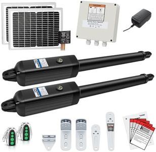TOPENS AD8S Automatic Solar Gate Opener for Heavy Duty Dual Swing Gates Up to 18ft per Arm, Dual Swing Gate Operator Battery Powered with Remote Control Kit Gate Motor Solar Panel Included