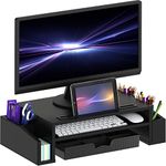 SimpleHouseware Computer Desk Monitor Stand Riser with Drawer Organizer Storage, Black