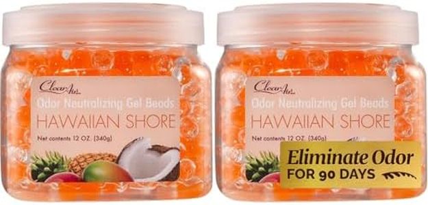 Clear Air Odor Eliminator Gel Beads - 12 oz, Pack of 2 - Air Freshener Made with Essential Oils - Eliminates Odors in Bathrooms, Cars, Boats, RVs & Pet Areas - Hawaiian Shore Scent