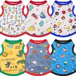 Geyoga 6 Pieces Dog Shirts Cute Printed Dog Clothes Cotton Pet Shirt Breathable Puppy Sweatshirt Apparel Outfit for Pet Dog(S)