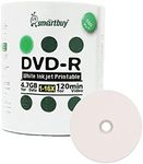 Smart Buy 100 Pack DVD-R 4.7gb 16x White Printable Inkjet Blank Media Record Disc, 100 Disc 100pk