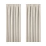 Window Treatment Blackout Thermal Insulated Room Darkening Solid Pencil Pleat Curtains/Drapes for Bedroom (Set of 2 Panels, 66 by 72 Inch Drop, Light Beige)