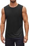 COOFANDY Men's Workout Cut Off Sleeveless Shirts Bodybuilding Gym Muscle Swim Shirt Beach Tee Fitness Running Beach Tank Tops Black