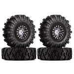 INJORA 1.0 RC Tires Crawler Mud Terrain Tires for SCX24 Gladiator Bronco C10 JLU Deadbolt B17 Axial 1/24 1/18 Crawler Upgrade Parts(Black&Grey)