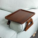 Shamrock Home Bamboo Couch Arm Table, Sofa Table for Couches. Sofa Arm Tray, Armchair Tray for TV Dinners, Remotes, Drinks and Snacks - 13.75 x 9.5in, Brown