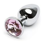 Lovehoney Jewelled Butt Plug - 2.5 Inch Beginner Friendly Metal Anal Plug - Sensitive Skin Friendly Anal Toy - Adult Sex Toys for Men, Women & Couples - Waterproof - Pink Gem