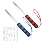 2 Pcs Telescopic Flag Pole, Extendable Portable Flag Pole with Sponge Handle, Stainless Steel Handheld Flag Pole with 10 Pieces Flag Pole Clips for Festival Camping Pirate Teacher Tour Guide Flag