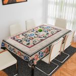 Kuber Industries Dining Table Cover | Tabletop Cover | Table Buffet Cover | Table Linen Cover | 6-Seater Table Cloth | Table Cloth Cover | Brown New Painting | DTC | 60x90 Inch | Cream