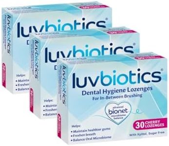 Luv Biotics Cherry Lozenges with Probiotics & Xylitol Promotes Good Oral Microbiome for Healthy Gums, Fresh Breath & Cavity Protection. No Artificial Colours/preservatives. 3 Pack of 30's