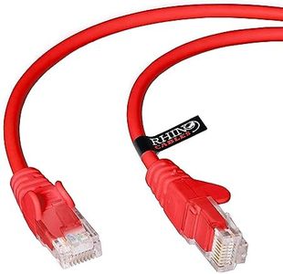 rhinocables CAT5e High-Speed Ethernet Patch Network Cable for LAN — Snagless Cable with RJ45 Connector Lead — Ideal for Internet, Router, Modem, Smart TV, PC & Laptop (Red, 15m)