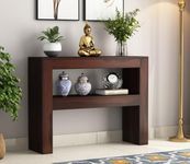SANPNEET Furniture Solid sheesham Wood Console Table for Bedroom, Living Room & Office | Wooden Console Table with 1 Shelves Storage enterace Table for Home (Walnut Finish)