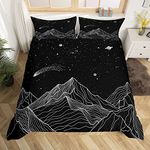 Mountain Bedding Set Twin Size for Kids Boys Bedroom,Starry Sky Bed Duvet Cover Set,Boho Galaxy Comforter Cover Planet Decor 2 Pieces 1 Duvet Cover with 1 Pillowcase No Comforter