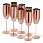 Oak & Steel - 8 Stainless Steel Champagne Flutes with Gift Box, 285 ml - Rose Gold - Elegant, Solid & Unbreakable - Outdoor Parties, Picnic, Beach & Pool