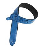 Walker & Williams G-21 Deep Turquoise Blue Guitar Strap with Padded Glove Leather Back For Acoustic, Electric, And Bass Guitars, Black, Regular