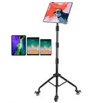 BROLAVIYA Tablet Tripod Floor Stand with Wheels and Adjustable Gooseneck Mount for Home,Office, Stage for All 9.5~14.5 Diagonal inches Large Display Devices iPad, iPad Pro, Galaxy Tab, Surface Pro