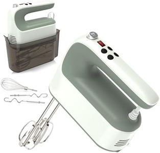 Yomelo 9-Speed Digital Hand Mixer Electric, 400W DC Motor, Hand Mixer electric Handheld with Snap-On Storage Case, Touch Button, Turbo Boost, 5x Stainless Steel Accessories (Light Green)