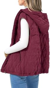 PRETTYGARDEN Women's Fall Fashion Vest Zip Up Jacket(Wine Red,X-Large)