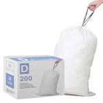 Simplelisa Code D (200 Count) Trash Bags Custom Fit Drawstring Trash Bags Compatible with simplehuman Code D | 1.2 Mil Heavy Duty White Garbage Liners 5.3 Gallon / 20 Liter