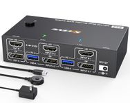 4K@144Hz KVM Switch 2 Monitors 2 Computers 8K@60Hz, MLEEDA HDMI and Displayport Dual Monitor KVM Switch with 4 USB 3.0 Port for Keyboard Mouse Printer,Wired Remote,Power Adapter and USB Cable Included