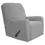 Greatime Recliner Stretch Sofa Slipcover Sofa Cover 4-Pieces Furniture Protector Couch Soft with Elastic Bottom Kids, Spandex Jacquard Fabric Small Checks(Recliner,Light Gray)