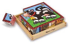 Melissa & Doug 10775 Farm Cube Puzzle Puzzles Wooden Toy 3+ Gift for Boy or Girl, 20.32 cm H x 20.32 cm W x 5.715 cm L