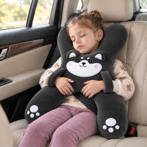 FFKQBH Car Pillow for Kids with Neck Support, Kids Travel Pillow and Sleeping Cushion for Toddlers, Soft Car Seat Pillow for Road Trips (Grey)