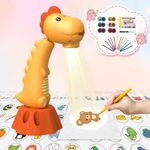 MFEESYOB Drawing Projector for Kids,Tracing and Drawing Projector with 96 Slide Cartoon Patterns and 12 Color Brushes,Smart Art Sketcher Projector for Boys and Girls Aged 3-8 Years (Yellow)