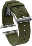 BARTON WATCH BANDS - Army Green Cordura Fabric & Silicone Hybrid Watch Bands Compatible with Apple Watch Models - 1, 2, 3, 4, 5, 6, 7, 8, 9, 10, SE, Ultra & Ultra 2 - (38mm/40mm/41mm)
