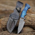 Unique Blades'10 Custom Handmade Damascus Hunting Knife for Skinning Camp Outdoor Damascus Steel Survival Hunting Bowie Knife With Horizontal Carry Sheath 10 Inch Fixed Blade Damascus Hunting Belt